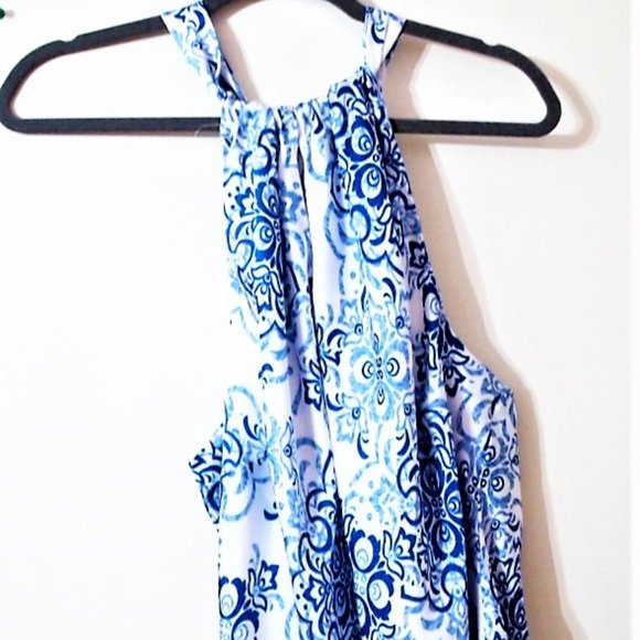 VINTAGE Blue/White Halter sz. XL - Picture 1 of 3